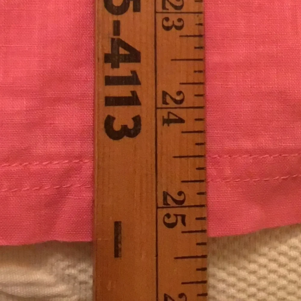 Life is Good Linen Cotton Blend Carnation Pink Button Front Short Sleeve Shirt - Picture 6 of 12